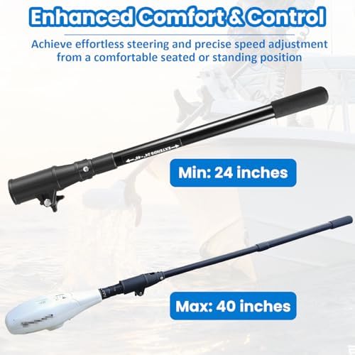 MKA-44 Telescoping Extension Handle Compatible with Minn Kota Transom-Mount Trolling Motors & Most Hand-Steer Outboard Motors | 24" to 40" Adjustable, Tool-Free Install for Enhanced Control - Image 3