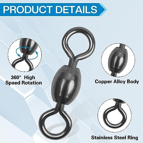 Shaddock Fishing 300pcs Barrel Swivels Fishing Tackles Saltwater Freshwater - Image 2