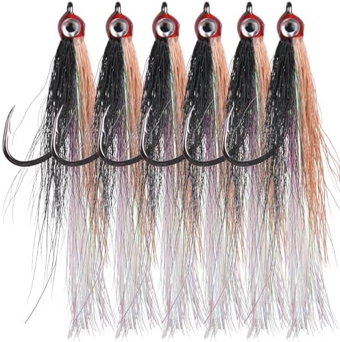 Streamer Fly Fishing Flies - 6pcs Clouser Minnow Fishing Flies Fly Fishing Lures for Flounder Salmon Trout Sea Bass Steelhead Freshwater Saltwater Fishing Teaser Hook Lures by AGOOL