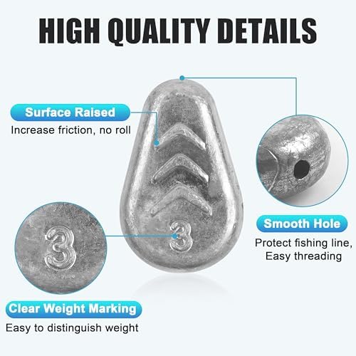 No Roll Sinker Fishing Weights Flat Inline Weight Sinkers No Snag Catfish Sinkers for Fishing Saltwater Surf Gear Tackle 1/2oz-4oz - Image 2