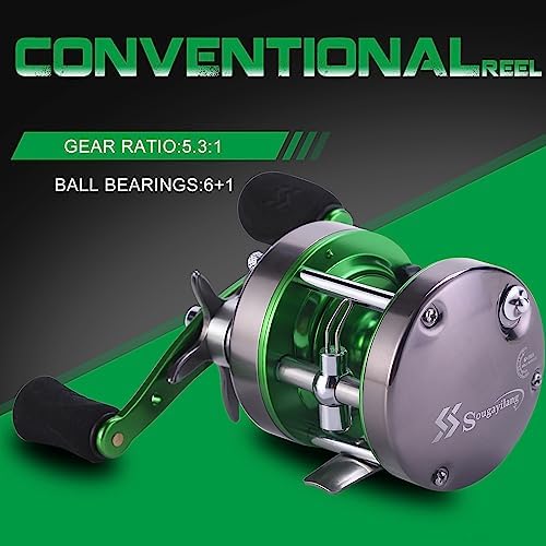 Sougayilang Catfish & Saltwater Surf Combo – 2-Piece Medium Heavy Casting Rod with Conventional Reel, 6+1 Bearings, Aluminum Uplock Seat for Catfish, Salmon, Striper, Bluefish(7'/7'6''/8') - Image 5