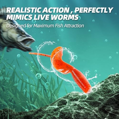 Curly Style Tail Worms Fishing Lures – Realistic Wavy Tail Soft Bait Grub Swimbaits for Saltwater & Freshwater Fishing, Available in 4 Inch & 6 Inch, Perfect for Bass, Trout, Crappie, & More - Image 3