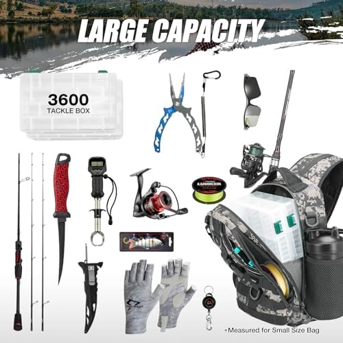 Piscifun Fishing Backpack, Rod Holders, Lightweight Sling Bag, Digital Camo - Image 6