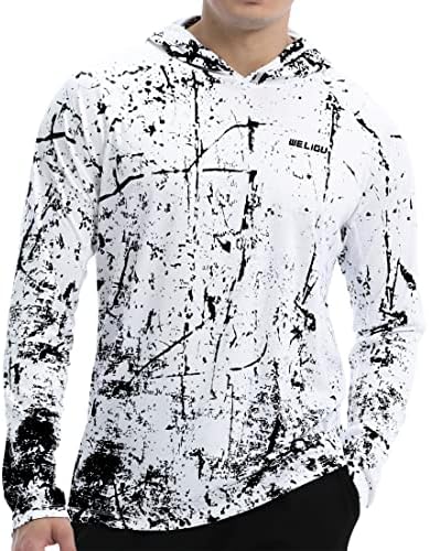 Men's UPF 50+ Sun Protection Hoodie, Long Sleeve Fishing Shirt by WELIGU