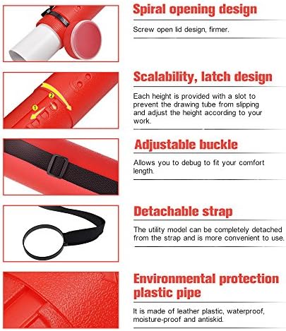 DEWEL Document Tube,Plastic Expanding Poster/Art/Document Storage Tube 24.5 to 40 inches Adjustable with Carrying Strap Waterproof and Light-Resistance Telescoping Carrying Case (Red-Large Size) - Image 2