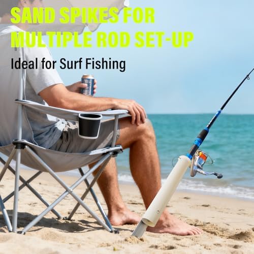 Dr.Fish Sand Spikes PVC Aluminum Surf Fishing Rod Holder, Beach Fishing Rod Holder, Portable Pole Holder Saltwater & Freshwater Shore Use River Bank - Image 7