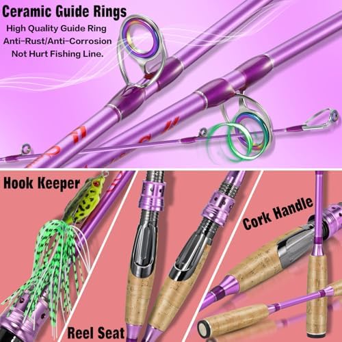 Sougayilang Colorful Spinning Rod and Reel Combo - 2-Piece Graphite Fishing Pole with Smooth Reel for Freshwater & Saltwater Great Gifts - Image 5