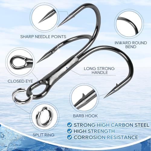 UCEC Fishing Hooks Treble Hooks for Trout Saltwater Freshwater Fish Hook - Image 2