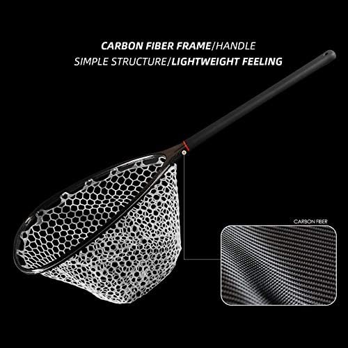 SF Fly Fishing Landing Net Soft Rubber Mesh Trout Net Catch and Release Net - Image 4