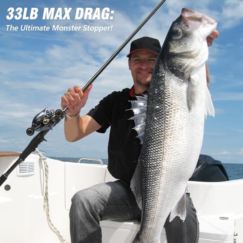 Baitcaster Reels 6.4:1 High-Speed Gear Ratio 33LB Max Drag 8+1 Bearings - Image 7