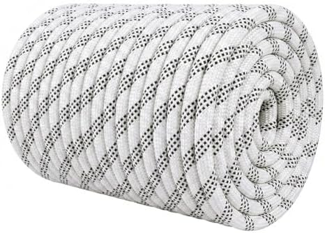 1/2 Inch Arborist Rigging Rope (150 Ft) - ASTM F2116 Certified (9,000 lbs MBS / 900 lbs SWL) - Static Polyester Bull Rope for Tree Climbing, Nautical Rigging & Swings (White) by Glfcai