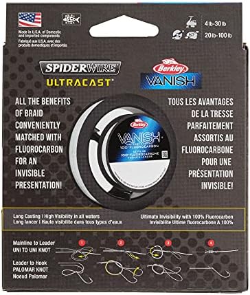 SpiderWire Ultracast Braid Vanish Fluorocarbon Dual Spool, 10lb Translucent Braid with 20lb Clear Fluoro Leader, 164yd | 150m - Image 5