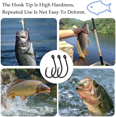 10PCS High-Carbon Steel Circle Hooks Barbed Fishing Hooks with Holes, Freshwater and Saltwater Fishing Hooks for Tuna, Catfish, Bass - Image 5