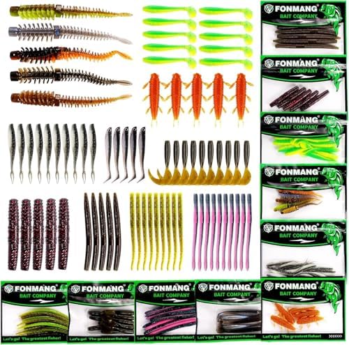 FONMANG Fishing Lures - Tackle Box with Tackle Included, Fishing Kit with VIBs, Frogs, Minnows, Soft Baits, Hooks & Weights Accessories, Freshwater Lure Kit for Bass Walleye Trout by FONMANG