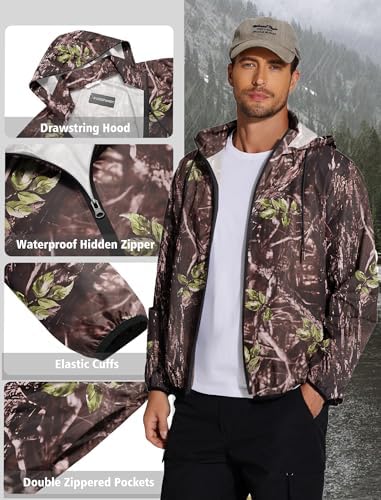 COOFANDY Men's Light Rain Jacket Packable Waterproof Raincoat Windbreaker - Image 3