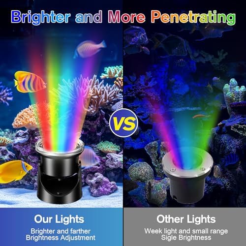POPOSOAP RGB Underwater Pond Lights, IP68 Waterproof LED Pond Lights with Remote, Timer & Memory Function Fountain Lights for Pond Fountain Waterfall Aquarium Swimming Pool Outdoor Decoration 4-Head - Image 7