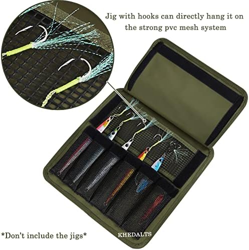 Fishing Jig Bag Large Lures Bags Saltwater & Freshwater,Slow Pitch Jigs Storage Bag Suitable For Max 10inch Jigs,Heavy Duty Offshore Fishing Jigs Lead Bag For Men Gifts Waterproof Army Green - Image 3