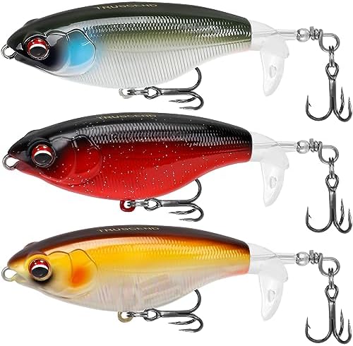 TRUSCEND Top Water Fishing Lures with BKK Hooks, Easy Catch Plopper Lure for Freshwater or Saltwater, Floating Lures for Bass, Pike, Catfish, Surface Wobble PoPobait Bass Baits Fishing Gifts for Men by TRUSCEND