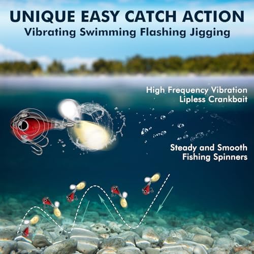 TRUSCEND Swim or Jig Fishing Spinner Baits for Freshwater and Saltwater, Rooster Tail Fishing Lures for Trout Bass Walleye Crappie Salmon Pike, Blade Bait with Copper Blade - Image 3