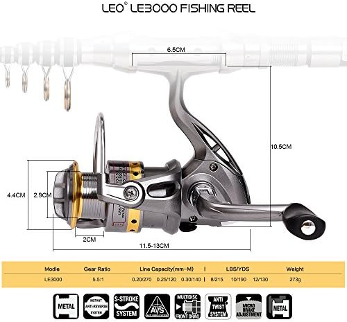 2Pcs Telespoic Fishing Rod and Reel Combos with Spinning Reel and Necessary Lure Accessories Portable Carrier Bag for Saltwater Freshwater - Image 3