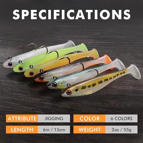 TRUSCEND Shadtale Easy Catch Soft Fishing Lures with BKK Hooks - Trembly Sinking and Vibrating Swim for More Bites, Pre-Rigged Swimbaits for Bass, Trout, Crappie, Walleye, Freshwater Saltwater Fishing - Image 6