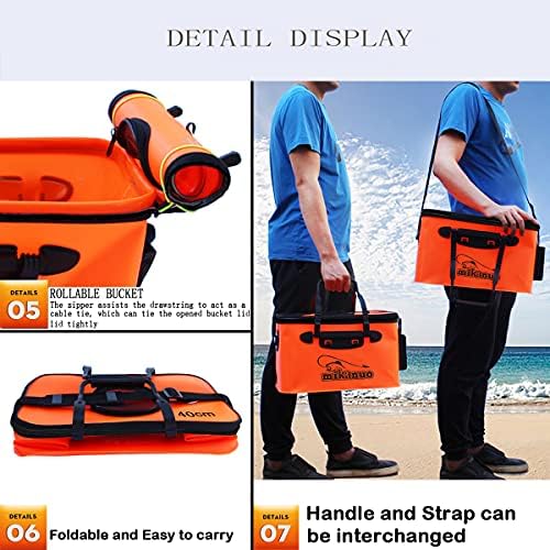 Foldable Fishing Bucket - Multi-Functional EVA Bag for Outdoor, Live Fish Lures and Protection, 10GAL/8GAL/6GAL/4.8GAL/3GAL Live Fish Container - Image 7