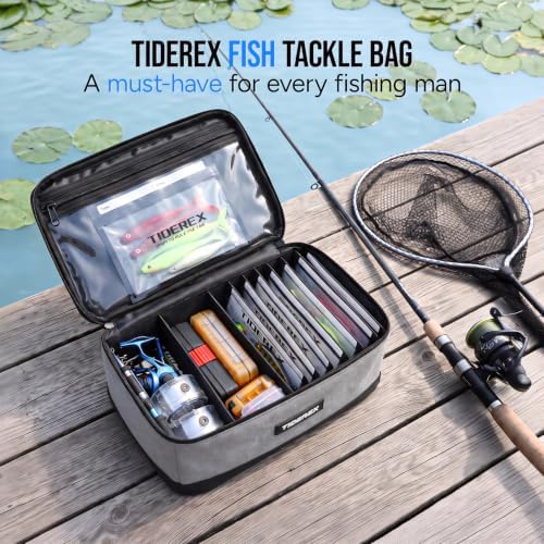 Fishing Tackle Bag with 20 DIY Soft Plastic Bait Bags, Gray - Image 4