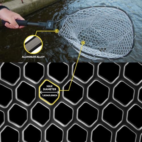SF Fly Fishing Landing Net Soft Rubber Mesh Trout Net Catch and Release Net - Image 4