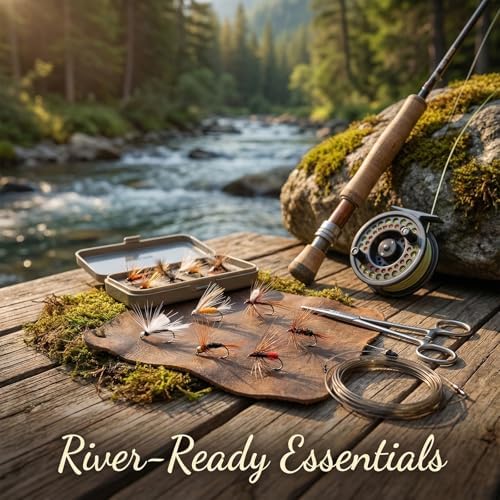 Outus 90 Pcs Fly Fishing Flies Kit Assortment for Trout Bass Salmon - Hand Tied Dry Wet Nymph Streamer Flies Set with 6 Classic Patterns & Sizes #10#12#14, Fly Box Refill Fishing Lures Sets Tackle - Image 6