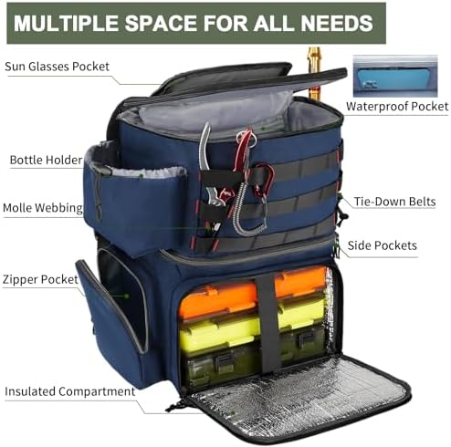 MATEIN Fishing Backpack, Tackle Storage Bag with Rod Holders & Cooler - Image 5