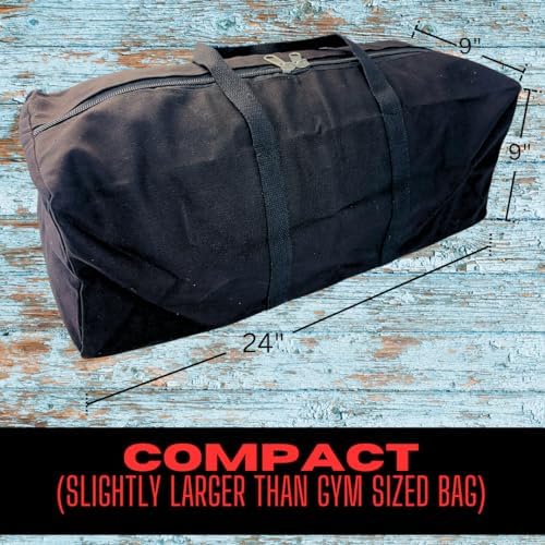 ADROIT Heavy Duty Double Zipper Black Canvas Bag | Sizes 16" 24" 32" 48" 60" | Double-Reinforced Nylon Straps - Image 2