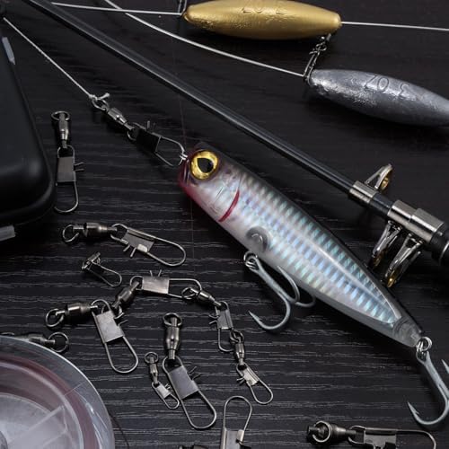 Dr.Fish 30 Pack Ball Bearing Snap Swivels, Swivels Fishing Tackle with Safety Interlock Snap Saltwater Freshwater Stainless Fishing Clips Clasp Leader Line Hook Sinker Connector - Image 7