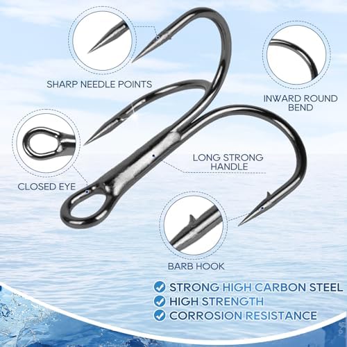 UCEC Fishing Hooks Treble Hooks for Trout Saltwater Freshwater Fish Hook - Image 2