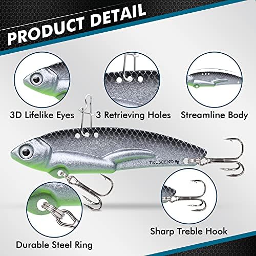 TRUSCEND Metal Fishing Jigs Lures with Hand-Polished, Colorfully Reflective Lead Fishing Spoons Glow Hard Swimbaits for Bass, Walleye, Trout, Salmon, Freshwater & Saltwater Fishing Gear Gifts for Men - Image 2