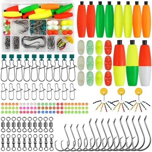 SILANON Catfish Rig Tackle Making Kit, Catfishing Tackle Accessories with Catfish Floats Catfish Hooks Swivels Fishing Rattles Bells Beads Bobber Stoppers Catfishing Gear Equipment by SILANON