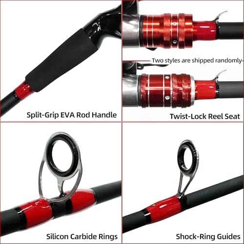 Kilitn Fishing Rod and Reel Combo, Baitcasting Combo Baitcast Reel, 6 Foot 7 Foot 2-Piece, Durable Fiberglass Wrapped Carbon Fiber Rod with Comfortable EVA Handle - Image 4