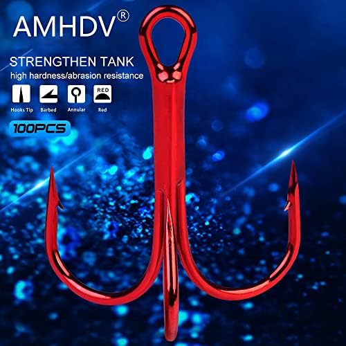 AMHDV 100pcs Treble Hooks Sharp Triple Hook for Freshwater Saltwater - Image 7
