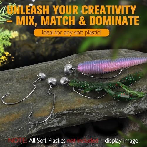 Dovesun Ned Rig Jig Heads Weedless Jig Head for Bass Fishing Swimbait Jig Head Shaky Ned Rig Hooks Saltwater Freshwater 15PCS 1/0 2/0 3/0 - Image 6