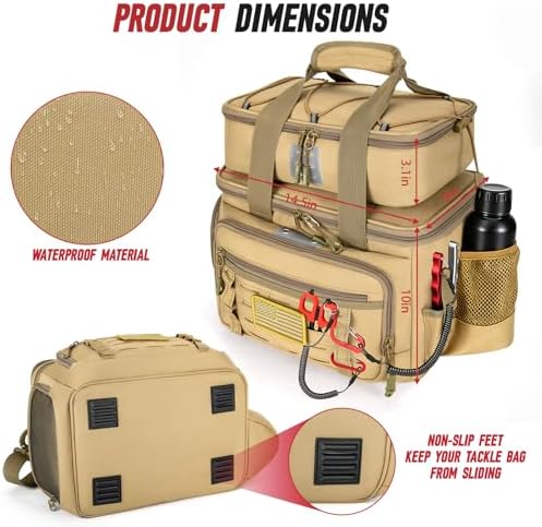 Fishing Tackle Bag, Equipped With 4 Tackle Boxes and Detachable Reel Storage Pouch, Waterproof Fishing Gear Organizer, Adjustable Shoulder Strap Fishing Bags for Saltwater & Freshwater - Image 5