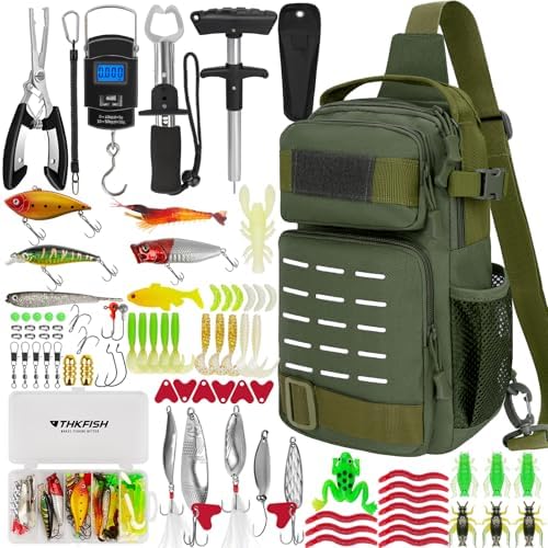 THKFISH Fishing Backpack with Tackle Boxes,Fishing Sling Bag with Gear by THKFISH