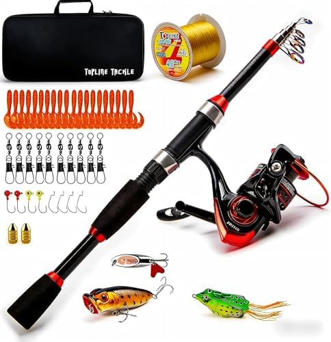 Collapsible Fishing Rod and Reel Combo, BalanZze Telescopic Fishing Rod with Spinning Reel, Portable Collapsible Fishing Pole Kit for Saltwater and Freshwater – Ideal Fishing Gift by ToplineTackle
