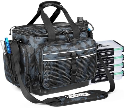 Ghosthorn Waterproof Fishing Tackle Bag with 4 3600 Boxes Lure Organizer by Ghosthorn