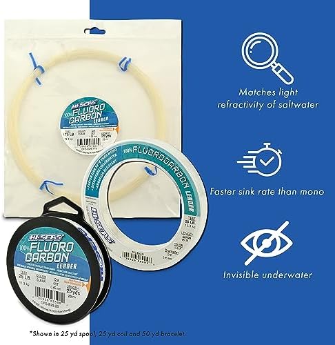 HI-SEAS 100% FLUOROCARBON Fishing LINE Leader - Clear Invisible Leader UNDETECTABLE to Fish, Fast Sinking 6LB-400LB - Image 2