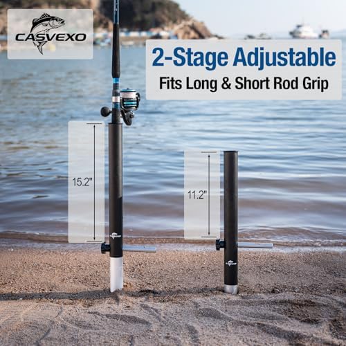 1/2 Pack Aluminum Sand Spikes for Surf Fishing, Beach Fishing Rod Holder, Telescopic and Portable, 2-Stage Adjustable, with Storage Bag - Image 3