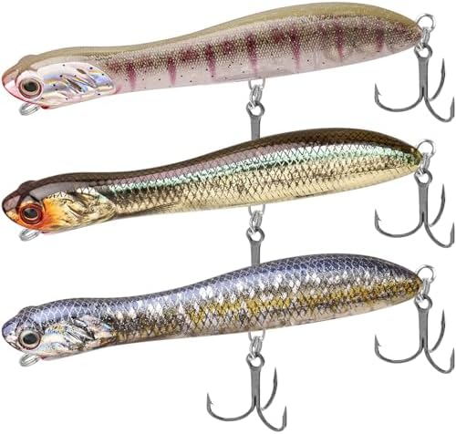 TRUSCEND Top Water Fishing Lures with BKK Hooks, Easy Catch Plopper Lure for Freshwater or Saltwater, Floating Lures for Bass, Pike, Catfish, Surface Wobble PoPobait Bass Baits Fishing Gifts for Men by TRUSCEND