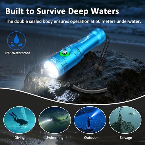 WINDFIRE DM06 Scuba Dive Light Bright Rechargeable Diving Flashlight 3-Mods - Image 3