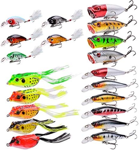 Aorace Fishing Lures Kit Mixed Including Minnow Popper Crank Baits with Hooks for Saltwater Freshwater Trout Bass Salmon Fishing by Aorace