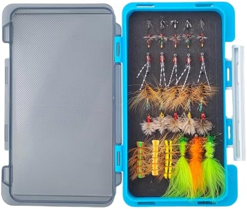 Fly Fishing Flies Kit 31pcs Hand Tied Dry Wet Nymph Lures Carbon Steel Hooks with Box for Trout Bass - Image 4