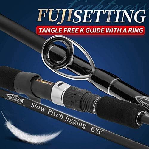 GooFish® Solid Nano Tech Blank Series-Matte Black Fuji Setting Size 6'6 Saltwater Slow Pitch Jigging Rod - Image 3