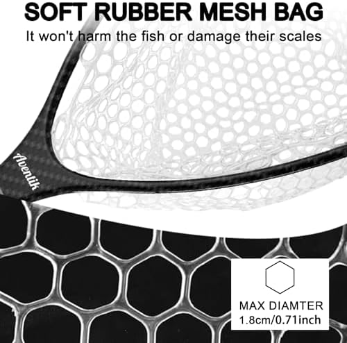 Aventik Fly Floating Fishing Net Carbon Fiber Landing Trout Net Light Weight Clear Rubber Ghost Net Catch & Release - Image 3